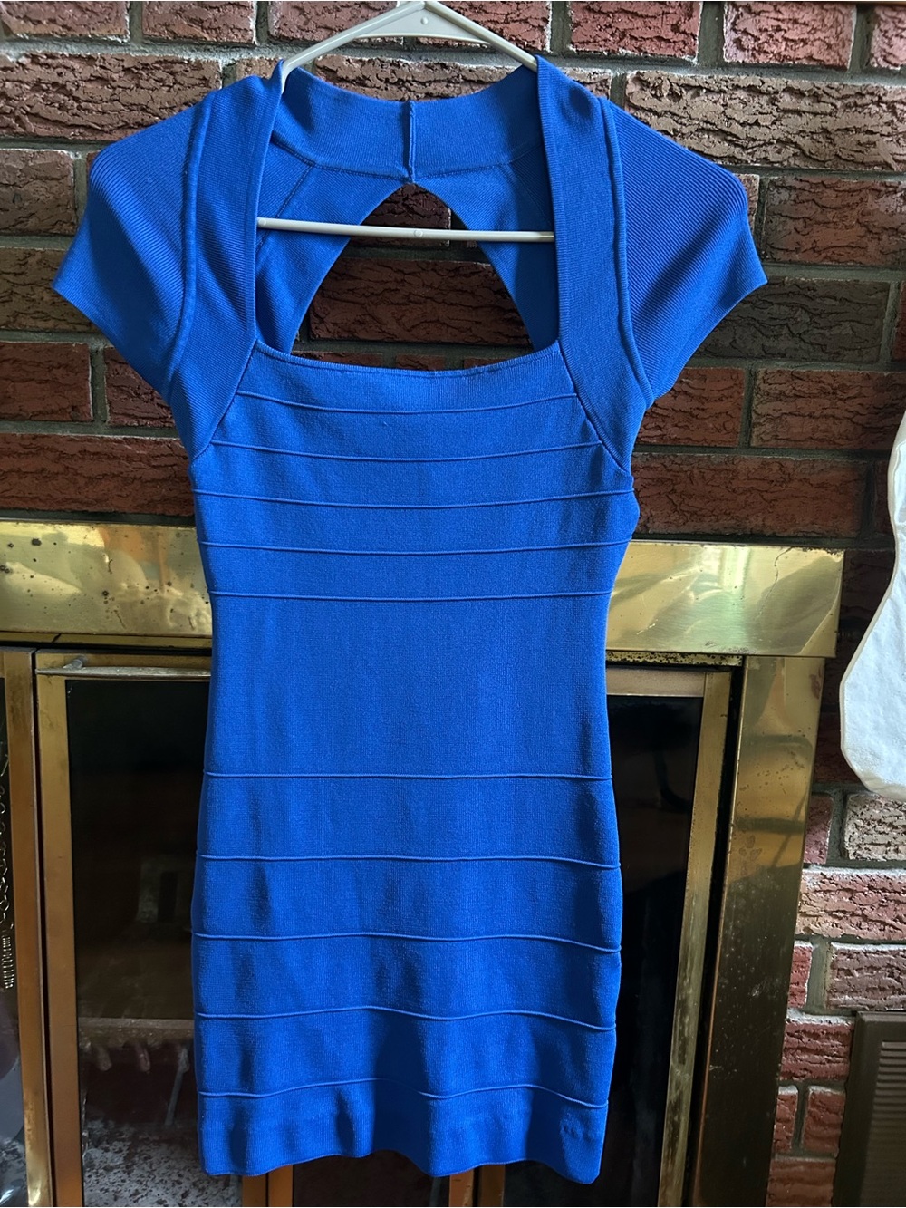Blue Fitted Short Sleeve Bodycon Dress - Marcia